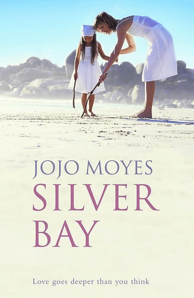 Paperback Cover of Silver Bay Book Jojo Moyes, Mother and Child in White