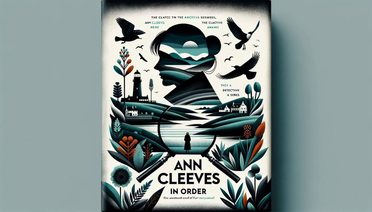 Hardcover create book cover representing the order of books of Ann Cleeves